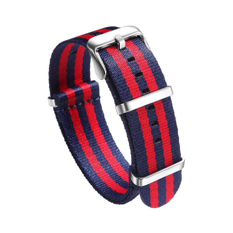 bracelet NATO bleu et rouge 18mm